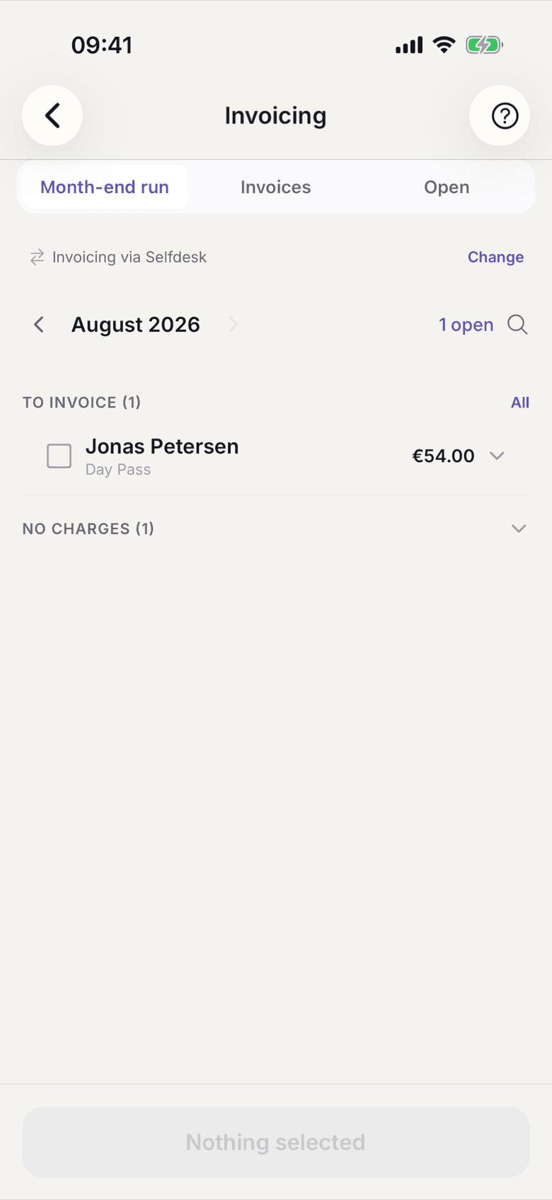 Expanded member row with the positions and the total