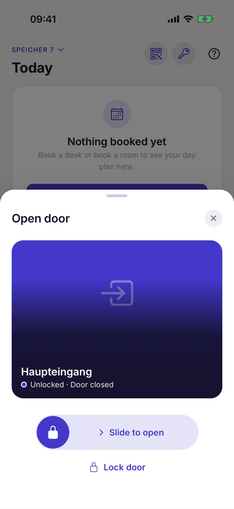 Door list with the lock state per door