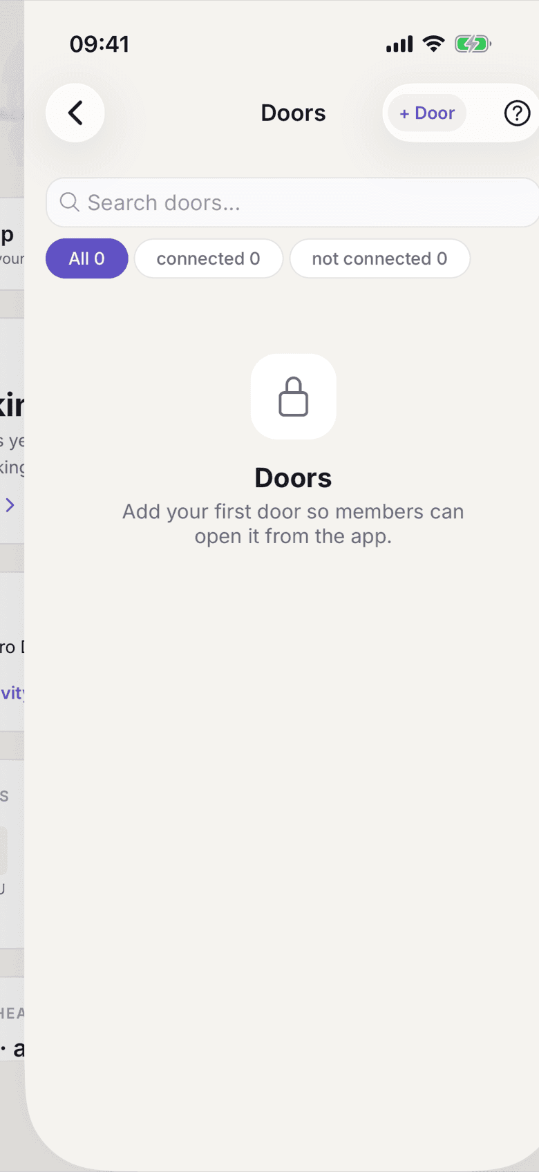 Door list with the add button