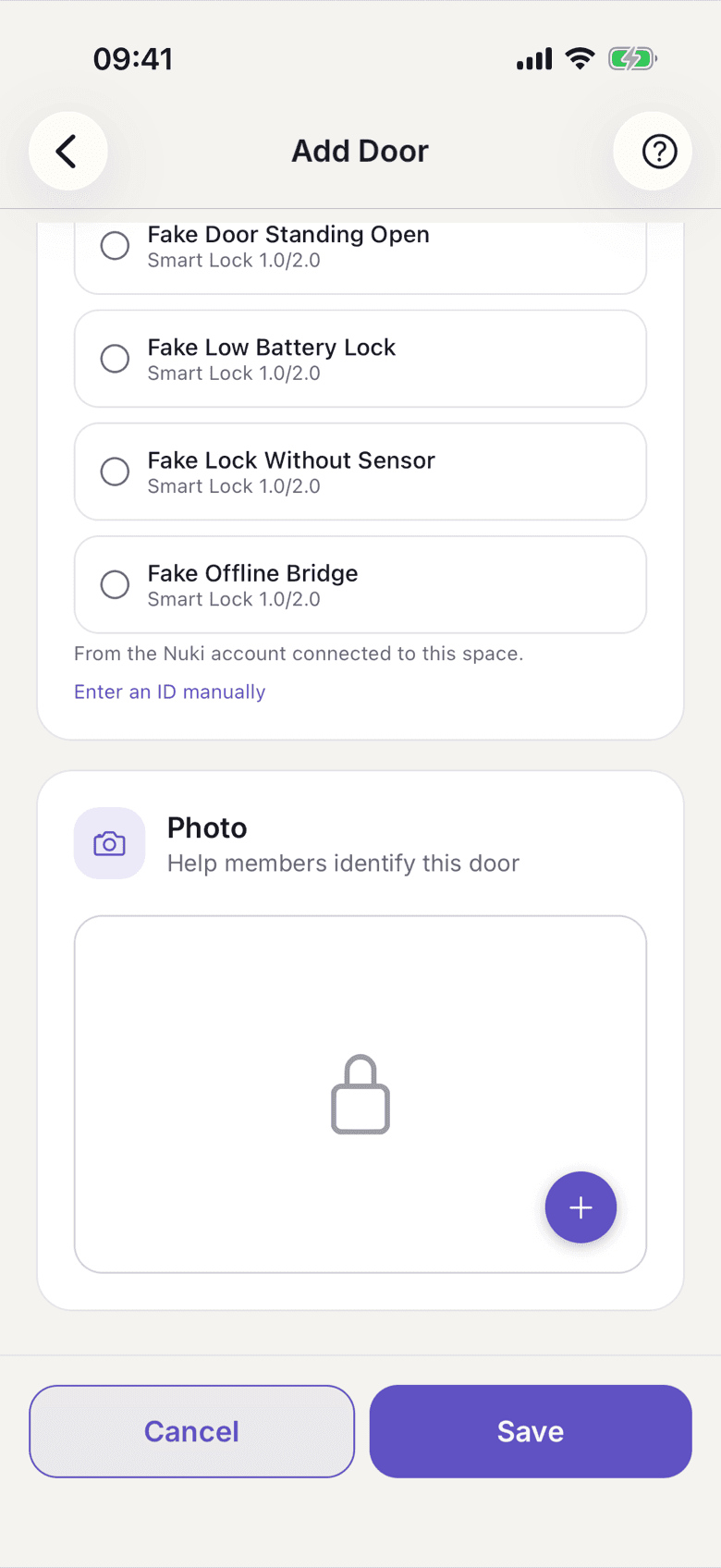 Door form with Choose a smart lock
