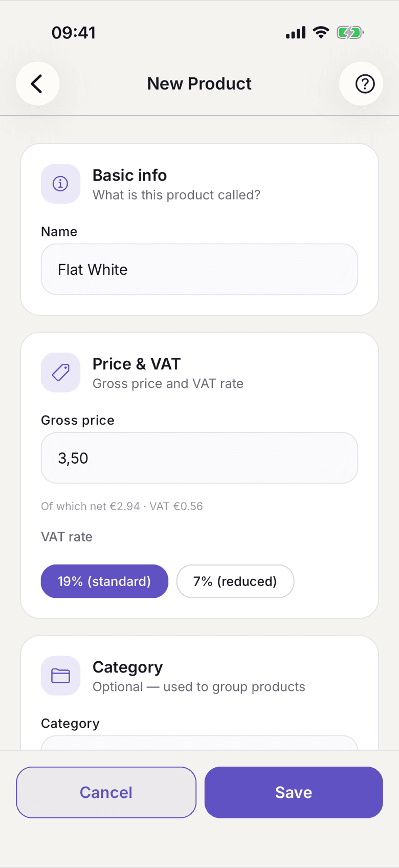 Price field with the live split underneath