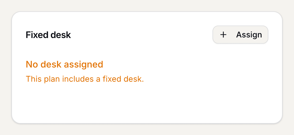 The Fixed desk area in the member record