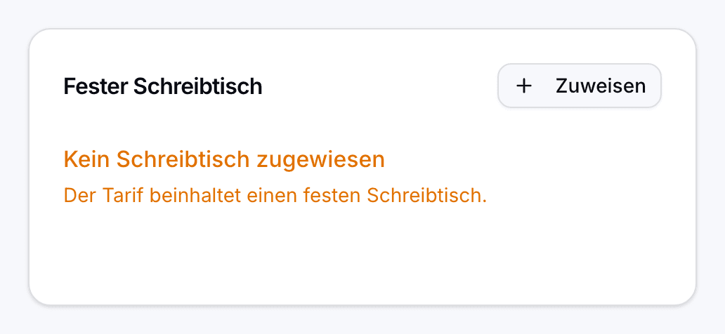 Bereich Fester Schreibtisch in der Mitgliedsakte