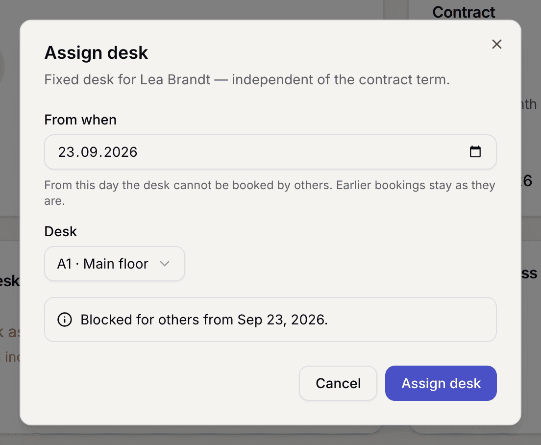 Preview with the affected bookings and the confirmation