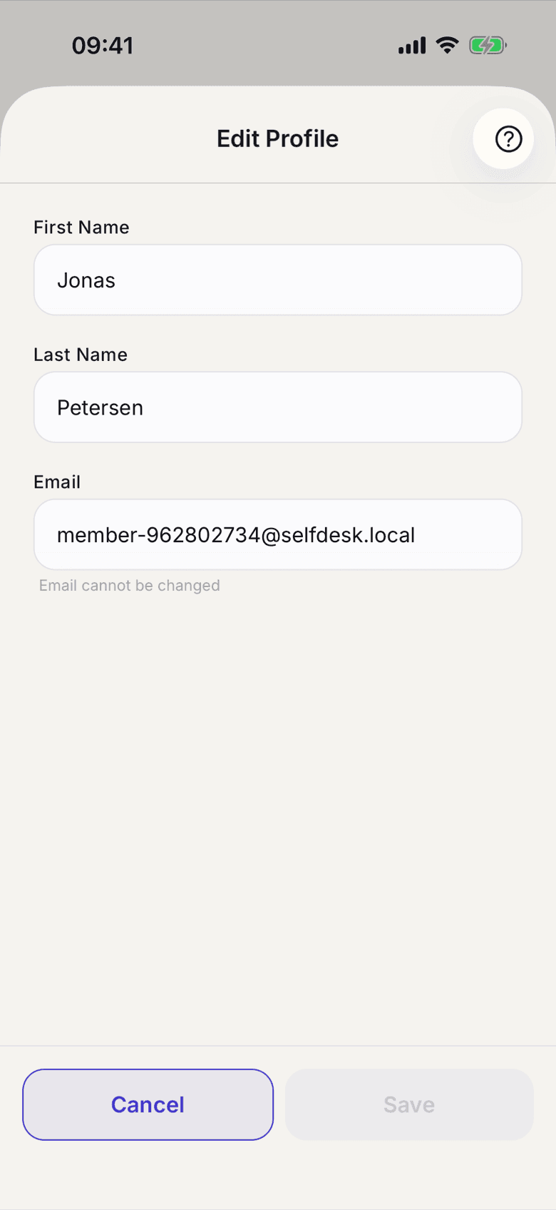 Form for editing your profile