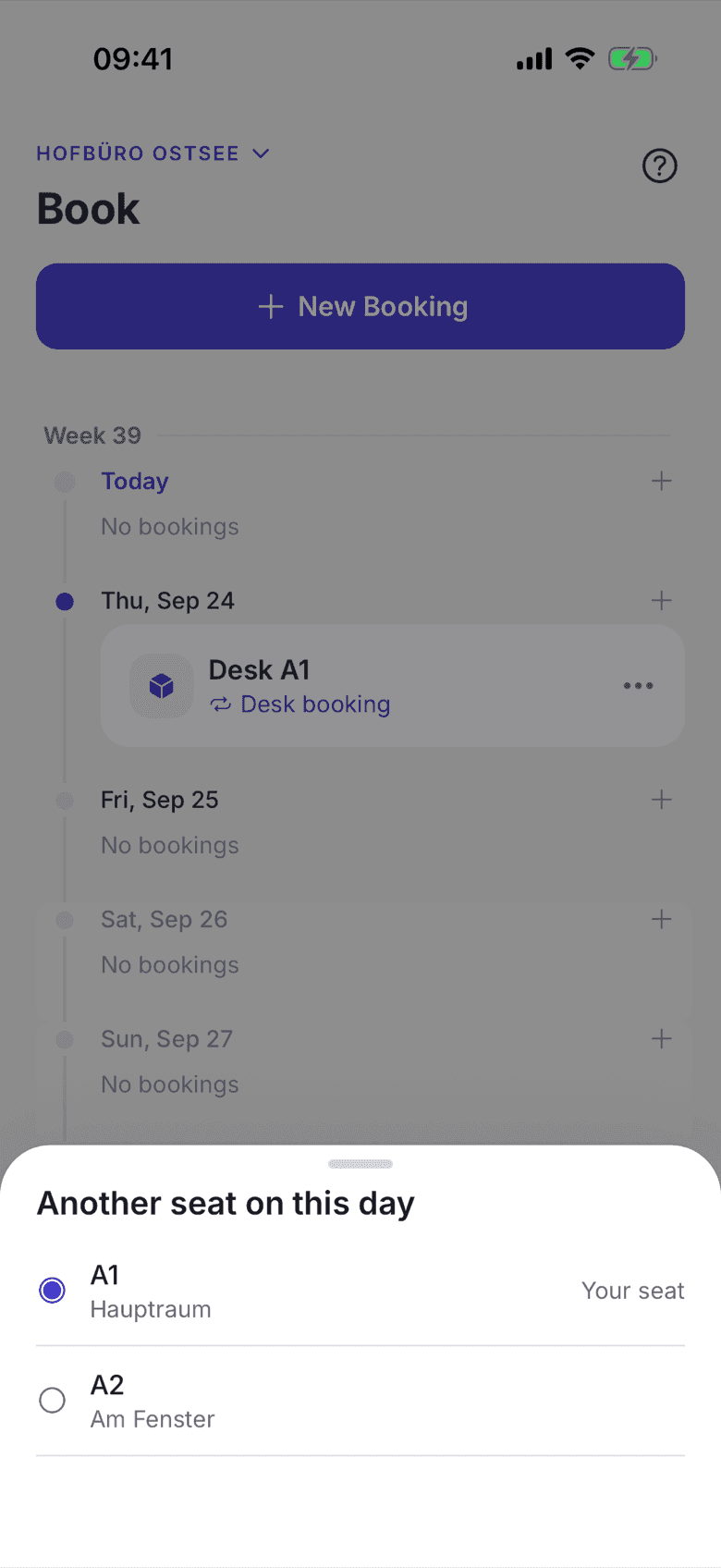 The list of free seats for a single date of a series