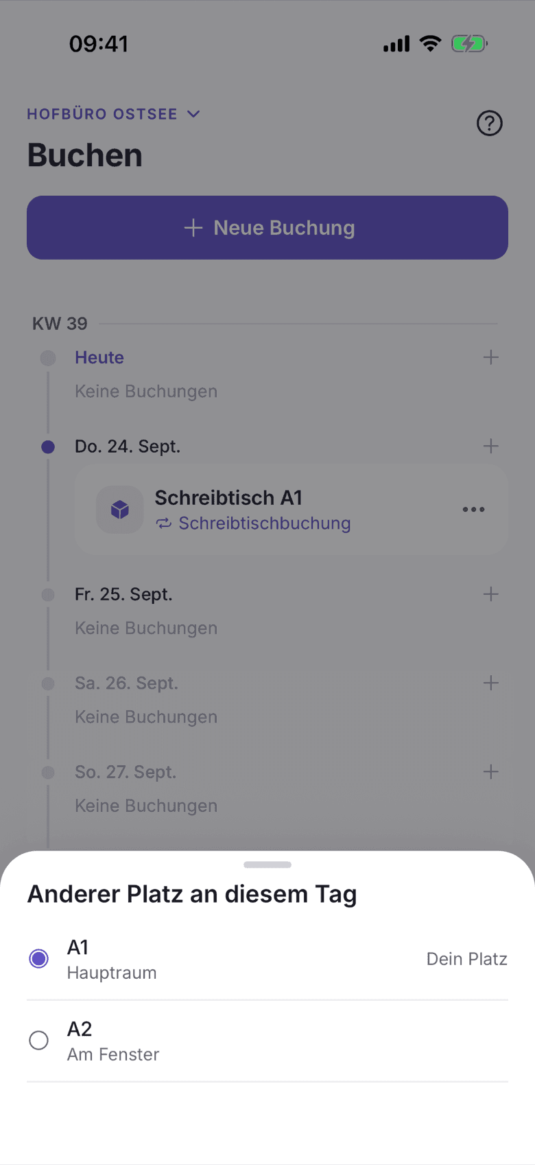 Liste der freien Plätze für einen einzelnen Serientermin