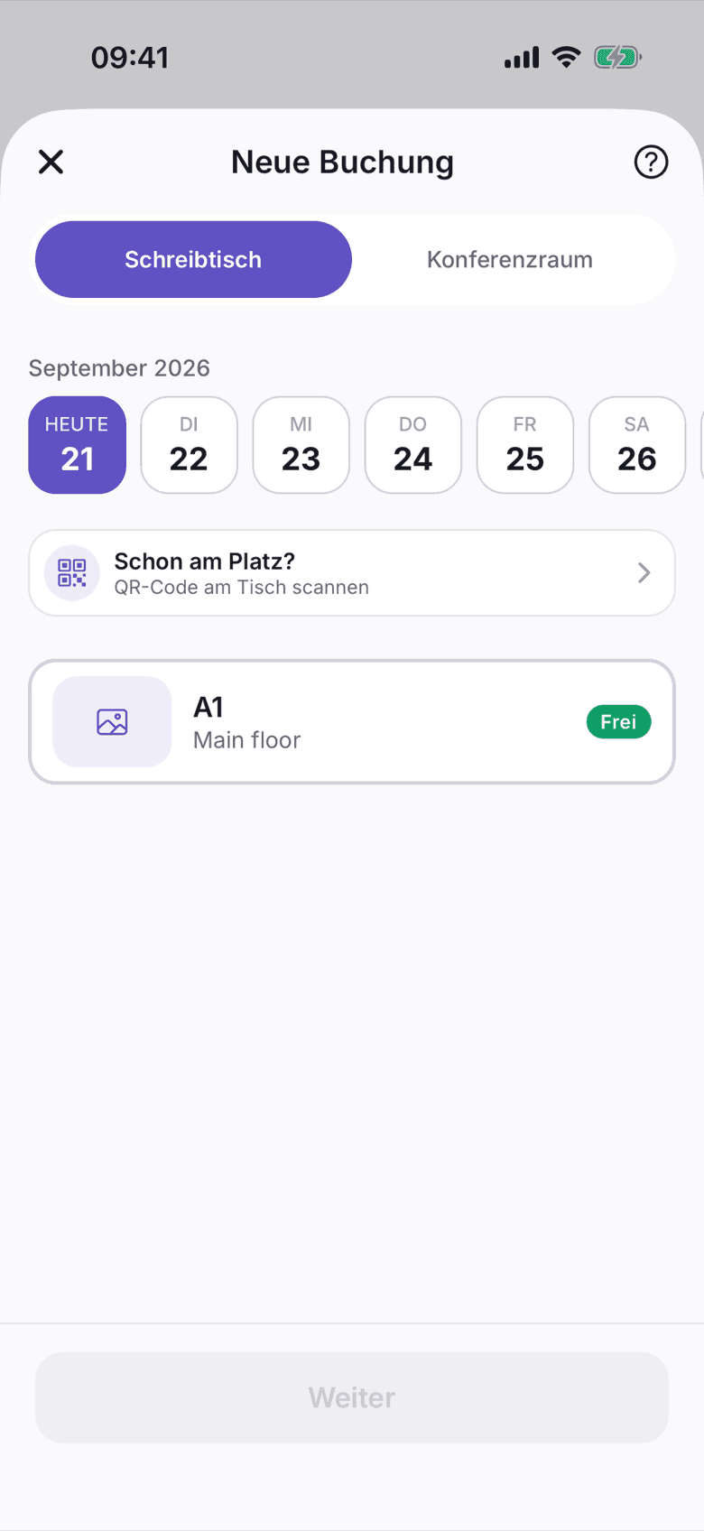 Buchen-Schirm mit dem Reiter Tisch und der Tischliste